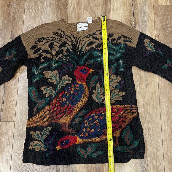 PORTRAITS BY NORTHERN ISLES Women's Pheasant Sweater Hand Knit Bird Size L - Picture 3 of 8